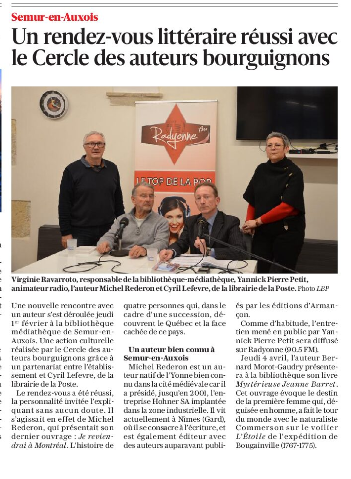 Article du Bien Public sur le Cercle des auteurs bourguignons
